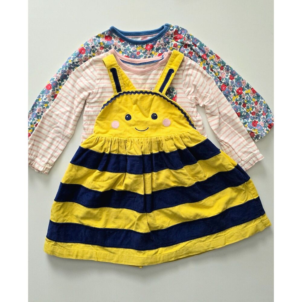 VGUC Baby Boden Bee Pinafore & Matching Ts Bundle, 18-24 Months